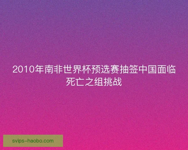 2010年南非世界杯预选赛抽签中国面临死亡之组挑战
